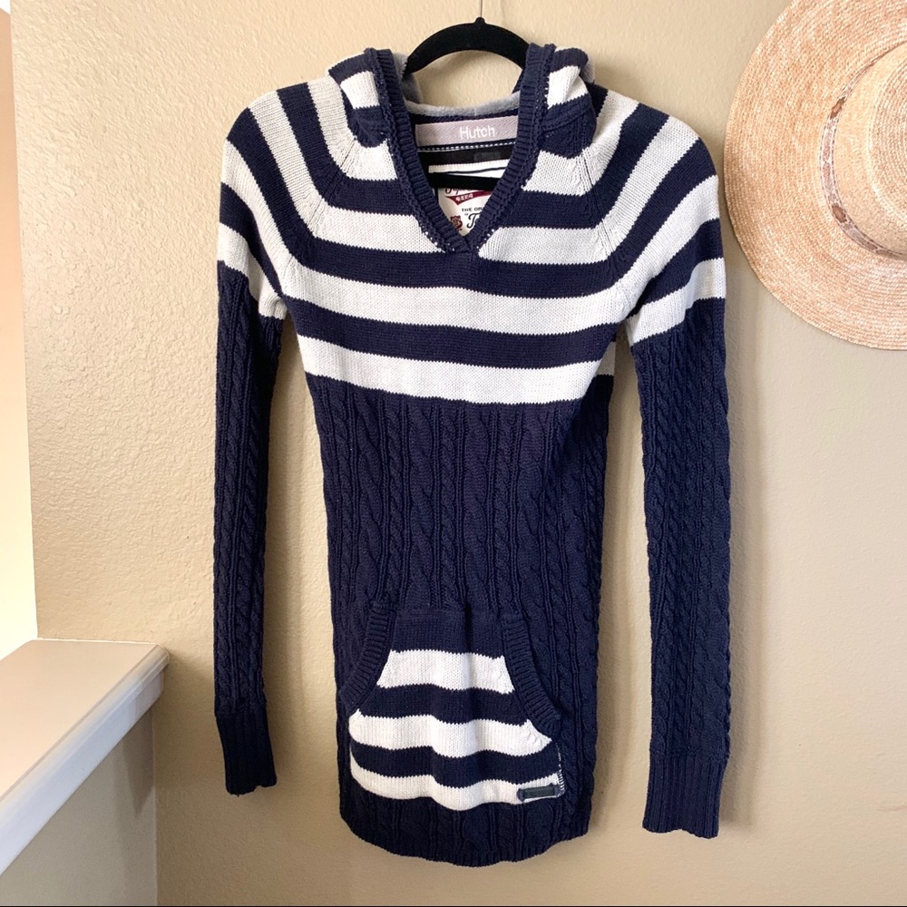SUPERDRY Knitted Hoodie V neck Sweater - Picture 1 of 7